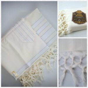 טלית צמר גולד צבע כסף